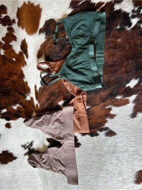 Misc Bralette Set in Forest Green, Rust, and Beige